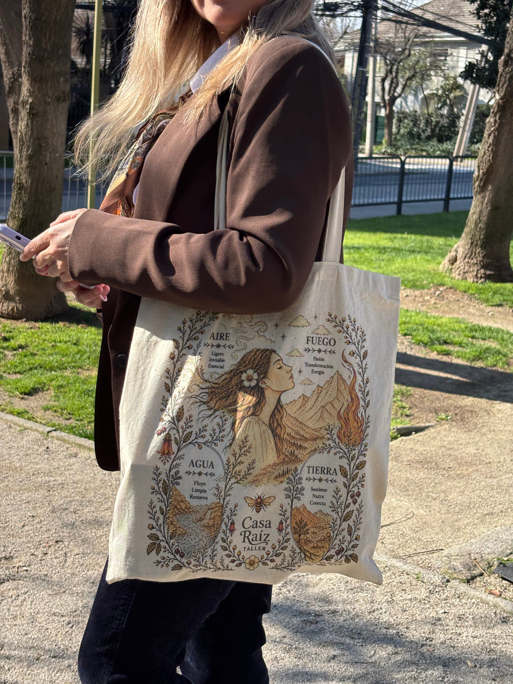 Tote Bag de Algodón "Los Cuatro Elementos" – Ilustración de Autor