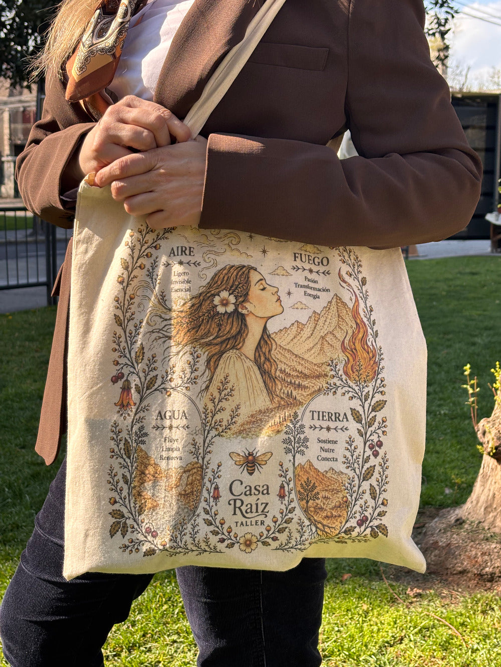 Tote Bag de Algodón "Los Cuatro Elementos" – Ilustración de Autor